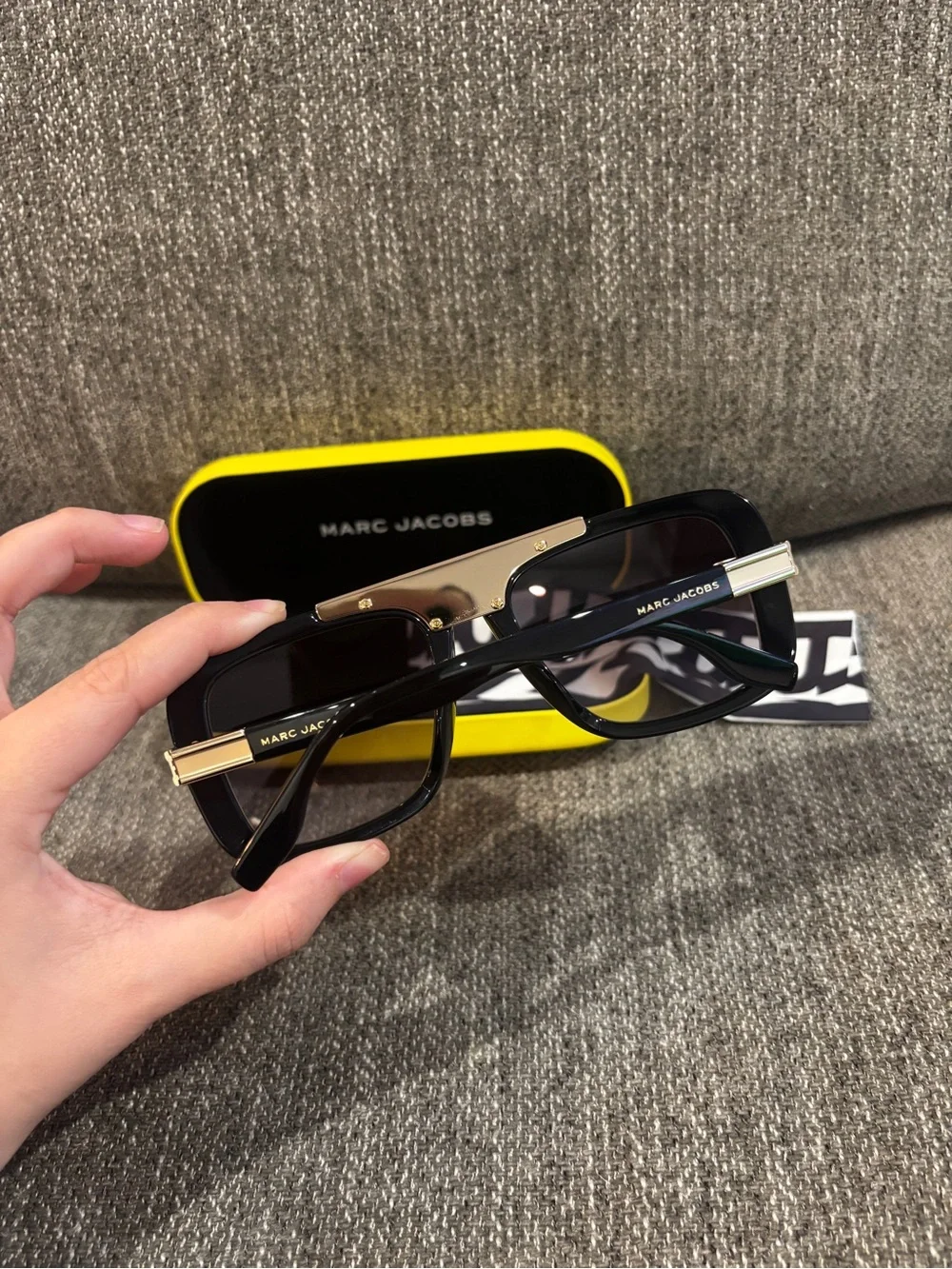 Marc Jacobs Black and Gold Frame Sunglasses with Gold Tinted Lenses